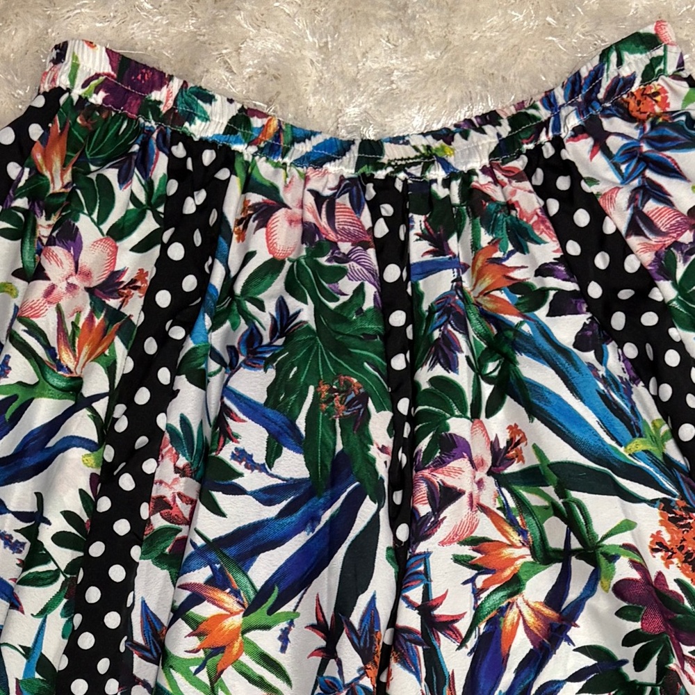 Tropical Floral A-Line Pleated Flowy Vacation Maxi Circle Skirt,Small, Like new - Picture 7 of 8